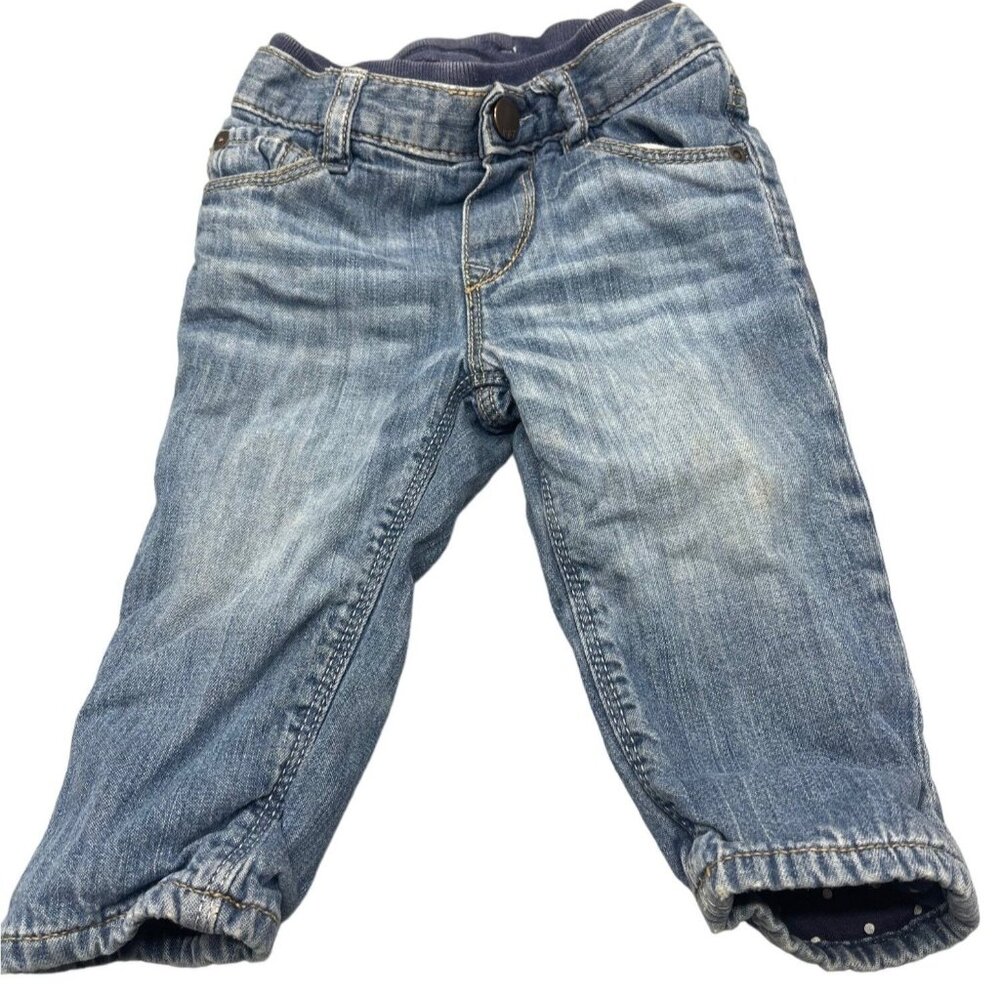 vintage baby gap layered jeans light blue wash pocket elastic size 12-18 READ